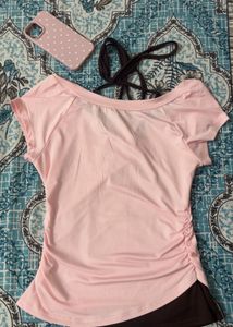 Pink Ruched Bikini Top
