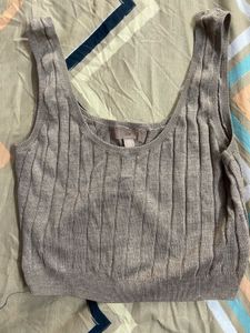 H&amp;M Rib Knit beige Crop Top