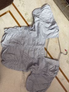 Ruched Grey Short Sleeve Top