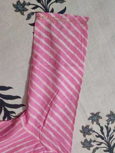 Pink Leheriya Kurta with Gold Embellishments