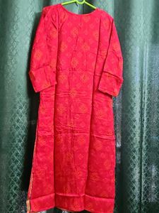 Vibrant Red Ethnic Kurta with Duppata and Pant