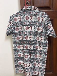 Men's Om Print Short Sleeve Kurta