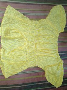 Yellow peplum Puff Sleeve Top