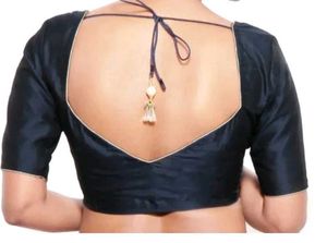 Elegant Black Silk Blouse with Silver Trim