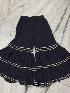 Stylish Black Palazzo Pants with Gold Trim