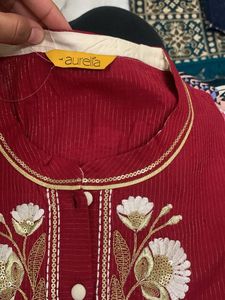 Elegant Red Embroidered Kurta