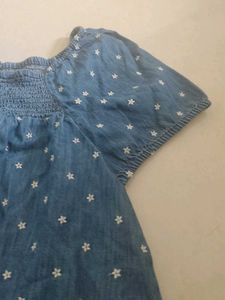 Cute Denim Star Print Top