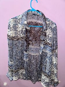 Boho Paisley Print Button-Down Shirt