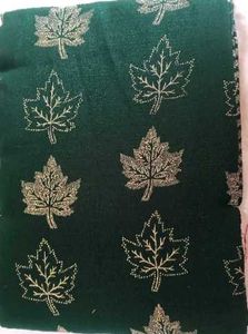 Green Fabric with Leaf Pattern