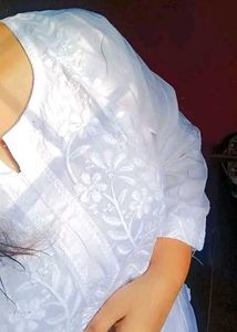 Elegant White Chikankari Short Kurti For Women