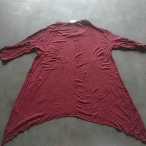 Maroon Asymmetrical Tunic Top