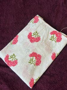 White Kurta with Pink Floral Print