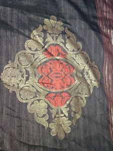Elegant Charcoal Grey Art Silk Saree with Traditio