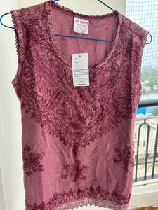 Boho Embroidered Sleeveless Top/kurti