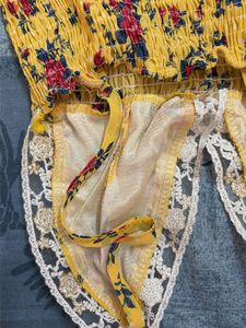 Yellow Floral Smocked Crop Top