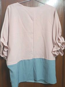 Chic Two-Tone Batwing Sleeve Top