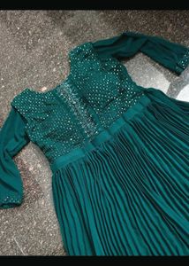 Emerald Green Embellished Anarkali Dress