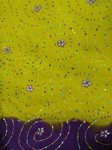 Vibrant Yellow &amp; Purple Saree with Sequins