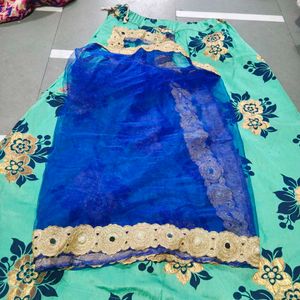 blue lehnga choli dupatta