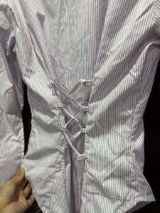 Back Tie Button-Up Shirt with Bell