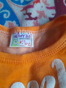 Cute Orange Graphic Tank Top &amp; Skirt Set
