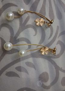 Elegant Pearl & Clover Earrings