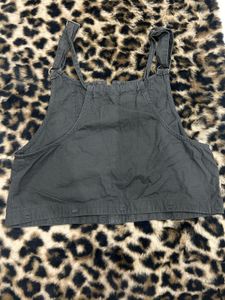 Black Button-Up Crop Top