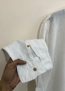 Men's White Linen Shirt 52 chest