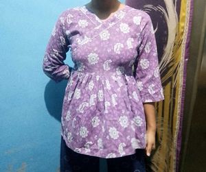 Purple Floral Peplum Kurta