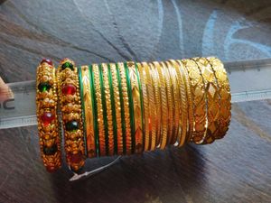 Gold Plated Bangles with Stones