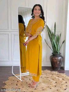 Yellow Kurta Set with Embroidery