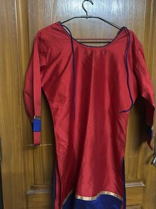 Elegant Red Silk Kurta with Mirror Work