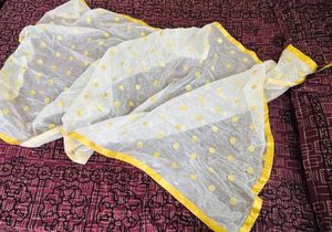 White And Golden Color Duppatta
