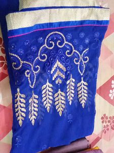 Blue Embroidered Saree