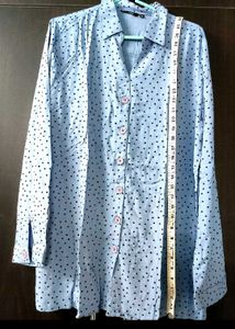 Zudio Xxl Blue Polka Dot Shirt Tunic
