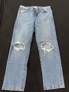 Distressed Blue Denim Jeans