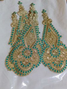 Gold &amp; Teal Embroidered Appliques
