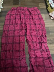 Maroon Plaid Palazzo Pants