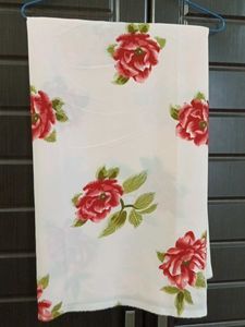 Beautiful White Rose Print Thaan Fabric 5 mtr