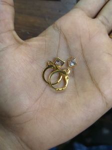 Gold Diamond Shape Charm Earrings
