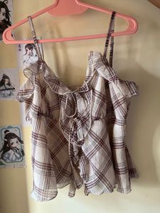 Chic Plaid Off-Shoulder Top
