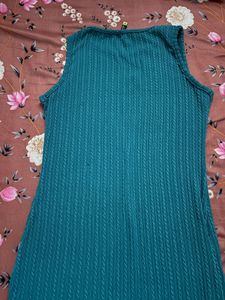 Teal Ribbed Sleeveless Dress