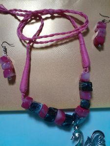 Pink And Black Chemical Beads Jewelry.