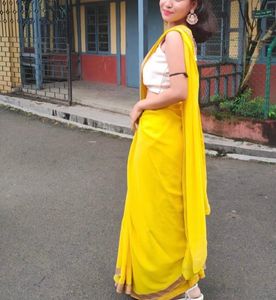 Vibrant Yellow Saree
