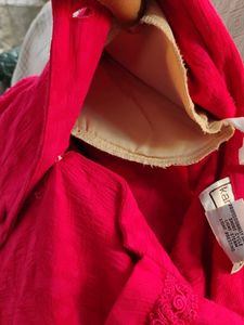 Vibrant Pink Embroidered Blouse with shoulder pads