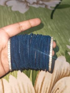 Elegant Blue Bangles with Rhinestones