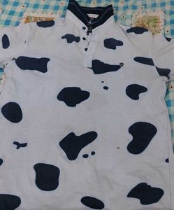 Men's Cow Print Polo Shirt