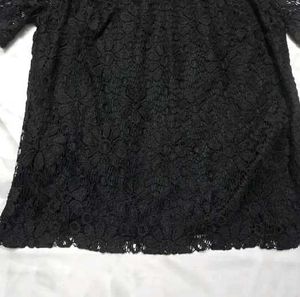 Black Lace Floral Blouse