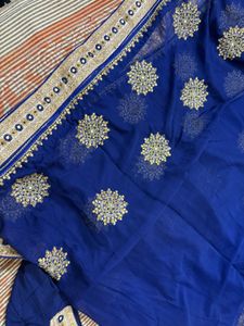 Royal Blue Saree with Embellished Blouse
