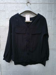 Korean Pinterest Black Cute Button-Up Top